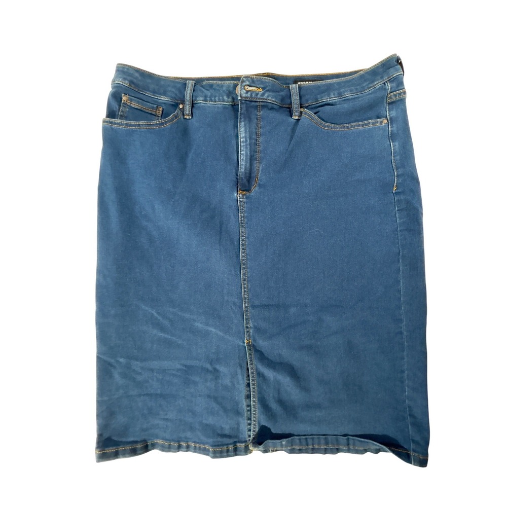 Jones New York Lexington Mid Skirt Blue Denim Pencil Skirt Size 16 Medium Wash‎